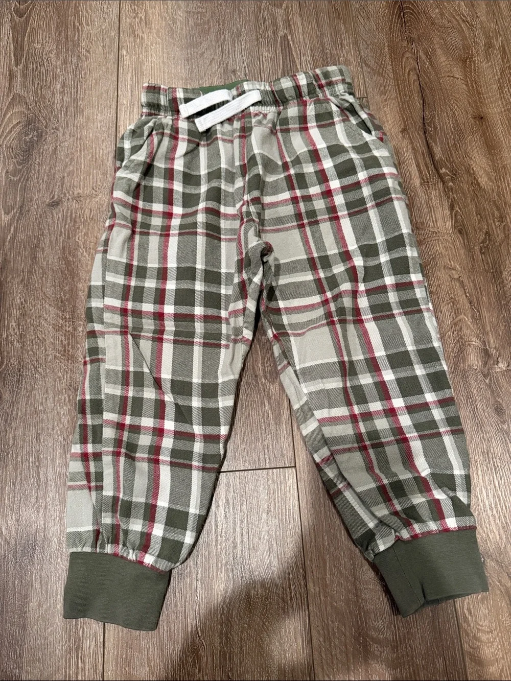 Little Bipsy Olive Green Henley Top with Plaid Pajama Pants Size: 4-5T